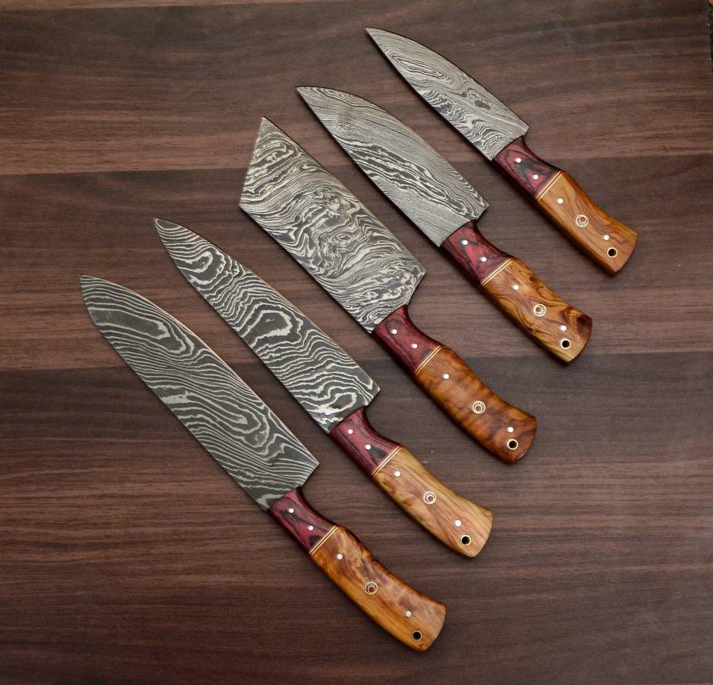 Handmade Chef Knife 5pc | Best Damascus Kitchen Knives for sale