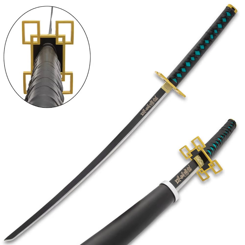 Muichiro Tokito Demon Slayer Sword Anime, Carbon Steel Blade, Cord-Wrapped Handle
