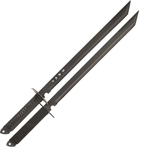 Twin Ninja Swords, Two-Piece Set, Black, 28-Inch Overall
