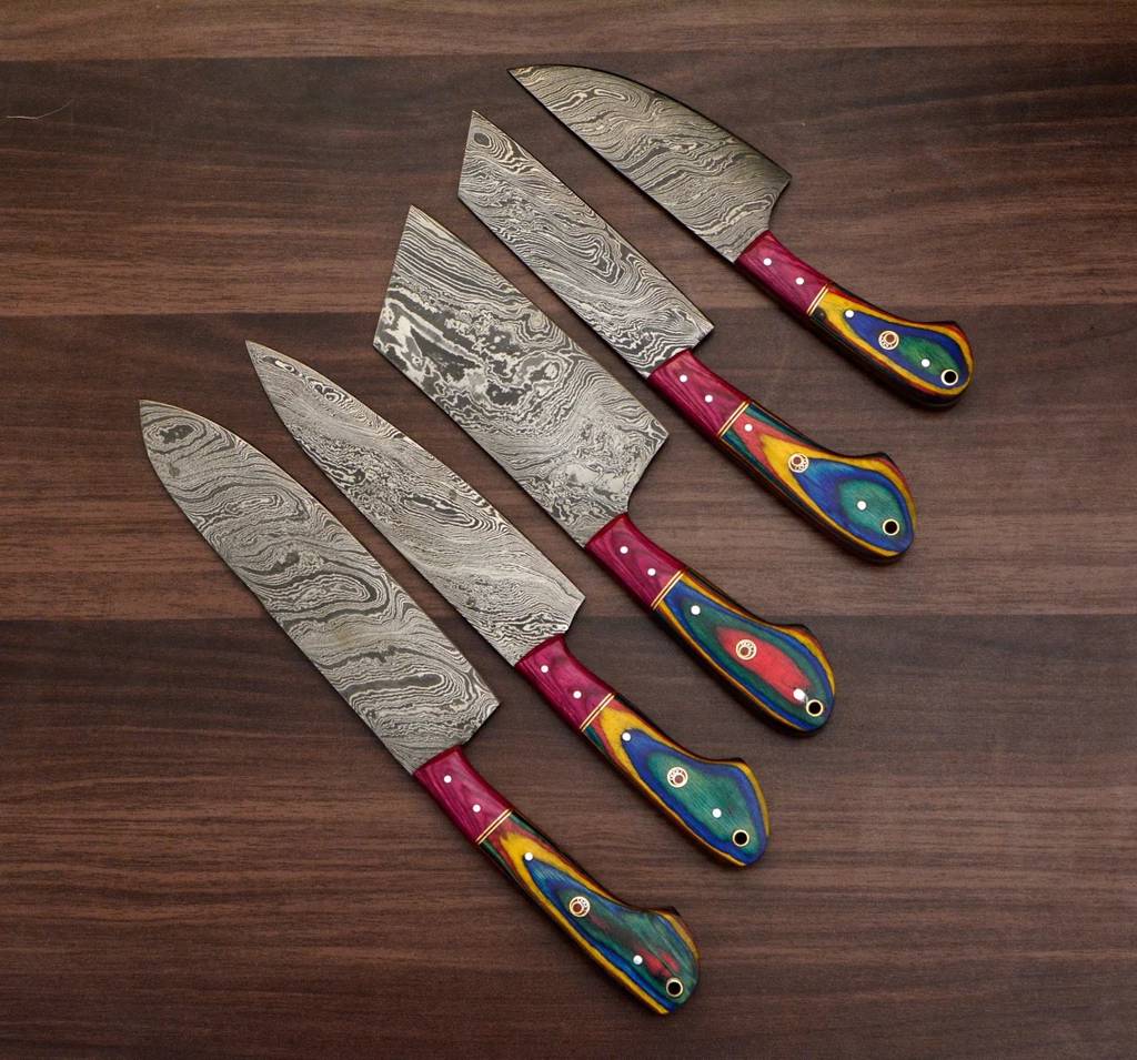 Best Kitchen Knife Set 2018 - Damascus Knife Set 5pc - Damascus Chef Knives For Sale